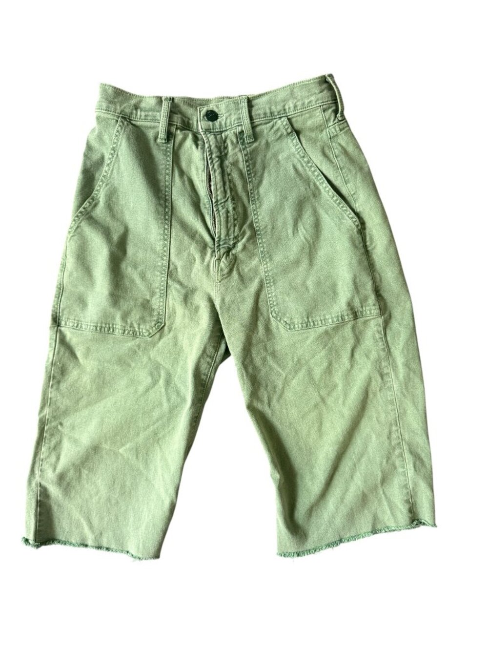 MOTHER  High Rise Wrapper Patch Spring Ankle- Army Green-28 *ALTERED*- Shorts